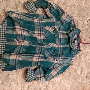 Ultra flirt blue and white plaid shirt